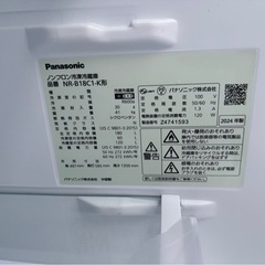  Panasonic パナソニック NR-B18C1-W ノンフロン冷凍冷蔵庫 180L 2024年製 の画像