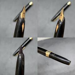 E363　ペン先18k　PLATINUM プラチナ 万年筆 ショート K18　18金 細軟 ブラックボディ 昭和レトロ　中古/筆記未確認の画像