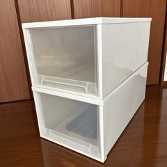 受渡予定者決定　衣装ケース ホワイト 2個セット　74cm×39cm×29cmの画像