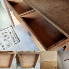 レトロなデスク 店舗什器 作業台 ワークデスク 学習机 木製 大きめ　/UJ-1359 1Fの画像