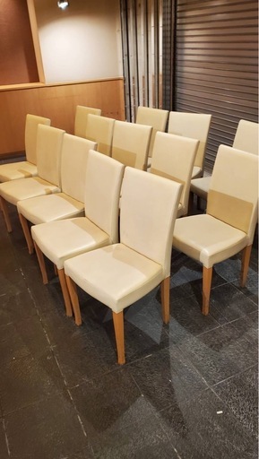 【中古】木製×合皮レザー　チェア　8脚セット