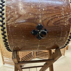 【訳あり】和太鼓 長胴太鼓 打面直径 約45cm（1尺5寸） 台座付き 太鼓バチ無しの画像