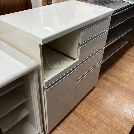 キッチンカウンター　引き出し　付き　程度A ホワイト　【取りに来れる方限定】