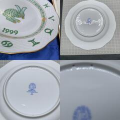 P461　未使用保管品　ヘレンド Herend ZODIAC 干支シリーズ 1999年 卯 うさぎ イヤープレート 新品同様　食器　洋食器　絵皿　金彩の画像