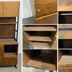 ウニコ インダストリアル キッチンボード ホクストン ウォールナット/アイアン 幅820 レンジ台 インテリア 中古家具 店頭引取歓迎 R10139の画像