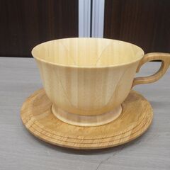 RIVERET リヴェレット カップ＆ソーサー 2客セット ペア ホワイト/ブラウン 天然孟宗竹 食洗機対応 苫小牧西店の画像
