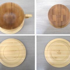 RIVERET リヴェレット カップ＆ソーサー 2客セット ペア ホワイト/ブラウン 天然孟宗竹 食洗機対応 苫小牧西店の画像