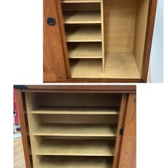 S146 ⭐ 下駄箱 玄関収納 昭和家具 シューズボックス ケヤキ材 幅118cm USEDの画像
