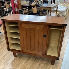 S146 ⭐ 下駄箱 玄関収納 昭和家具 シューズボックス ケヤキ材 幅118cm USEDの画像