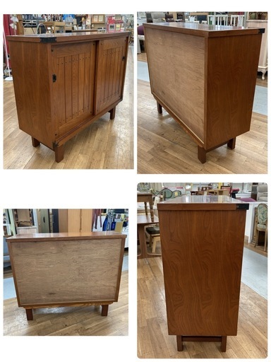S146 ⭐ 下駄箱 玄関収納 昭和家具 シューズボックス ケヤキ材 幅118cm USED