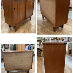 S146 ⭐ 下駄箱 玄関収納 昭和家具 シューズボックス ケヤキ材 幅118cm USEDの画像