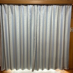 カーテン　ブルー花柄の画像