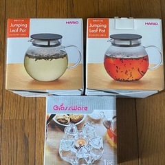 HARIO(ハリオ) ジャンピングリーフポット ブラック 600ml 日本製 JPL-60-B   　2個セット　ハートのキャンドル付きの画像