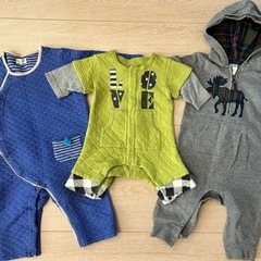 男の子　子供服　フリースロンパース　帽子　まとめ売り　60〜70の画像