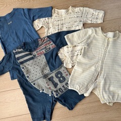 男の子　子供服　フリースロンパース　帽子　まとめ売り　60〜70の画像