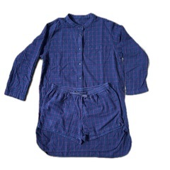 UNIQLO ユニクロ  パジャマ 長袖 チェック 上下 紺 赤...