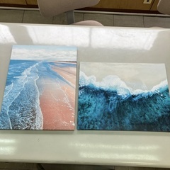 美品　アートデリ　ビーチのファブリックパネルの画像