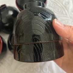 漆っぽい未使用味噌汁椀　 五人分の画像
