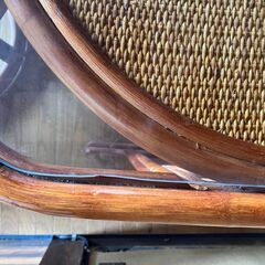 藤製　テーブル　椅子の画像