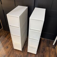 美品 無印良品 再生ポリプロピレン入り 収納ストッカー キャスター付 2個セットの画像