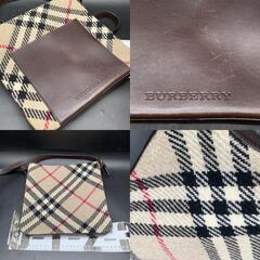 P457　バーバリー BURBERRY バッグ レディース ブランド ショルダーバッグ ウール レザー ベージュ ブラウン チェック 斜め掛け クロスボディの画像