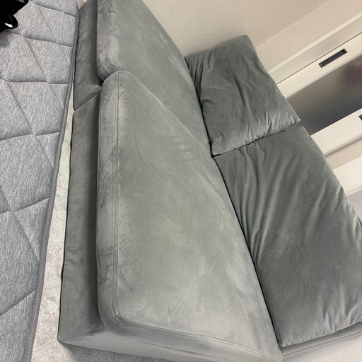 ソファ　2人　幅広い　グレー