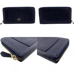 コーチ COACH 長財布 ラグジュアリー クロスグレーン マディソン ラウンドファスナー 54007 ネイビーの画像