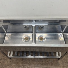 ステンレス　業務用　2層シンク流し台　厨房　飲食店　W１２００ｘD４５０ｘＨ８００ｍｍの画像