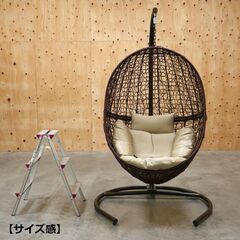≪zyt2504ジ≫ 美品 大型ハンギングチェア ① 全高約２ｍ リゾート家具/アジアン/海の家/グランピング/ハンモックチェア 71010-13の画像