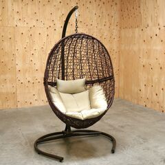 ≪zyt2504ジ≫ 美品 大型ハンギングチェア ① 全高約２ｍ リゾート家具/アジアン/海の家/グランピング/ハンモックチェア 71010-13の画像