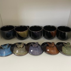 茶碗蒸し用　陶器　スプーン　蓋付き箱無しの画像