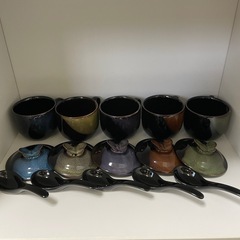 茶碗蒸し用　陶器　スプーン　蓋付き箱無しの画像