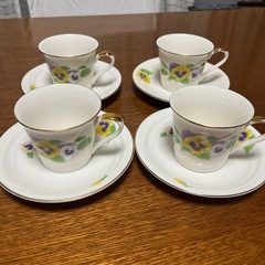 パンジー柄カップ&ソーサー4客の画像