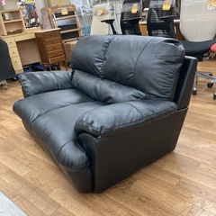 S154⭐ 訳アリ！NITORI ニトリ レザー２Pソファ 人気の黒 幅160cm USED の画像
