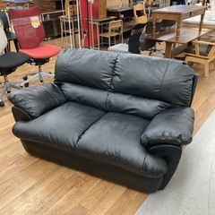 S154⭐ 訳アリ！NITORI ニトリ レザー２Pソファ 人気の黒 幅160cm USED の画像