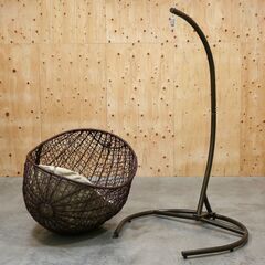 ≪zyt2505ジ≫  美品 大型ハンギングチェア ② 全高約２ｍ リゾート家具/アジアン/海の家/グランピング/ハンモックチェア 71010-14 の画像