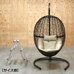 ≪zyt2505ジ≫  美品 大型ハンギングチェア ② 全高約２ｍ リゾート家具/アジアン/海の家/グランピング/ハンモックチェア 71010-14 の画像