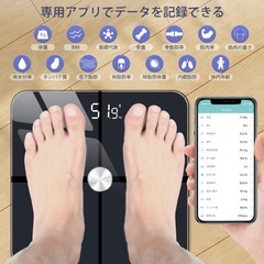 体重計 スマホ連動 体組成計 ITO技術 体脂肪率など多項指標 アプリでデータ管理 Bluetooth接続 の画像