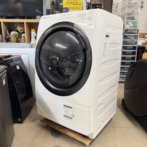 ②【超美品‼️】シャープ 2022年製 7.0/3.5kgドラム式洗濯乾燥機 洗濯機 プラズマクラスター除菌 ヒーター乾燥 低騒音 ホ
