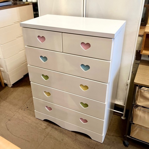 《売約済》アルファタカバ ポップスター 幅75cm5段タイプ パステルブルー 木製 完成品 日本製 キッズチェスト ベビーチェスト 子供用タンス チェスト タンス 子供部屋 収納 大容量収納 大川家具 ハート デザイン ホワイト チェスト 6段 タンス 引き出し パステルカラー ガーリー 収納家具 カラフル 子供 こども 子ども 箪笥 整理箪笥