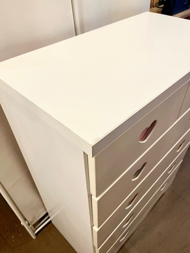 《売約済》アルファタカバ ポップスター 幅75cm5段タイプ パステルブルー 木製 完成品 日本製 キッズチェスト ベビーチェスト 子供用タンス チェスト タンス 子供部屋 収納 大容量収納 大川家具 ハート デザイン ホワイト チェスト 6段 タンス 引き出し パステルカラー ガーリー 収納家具 カラフル 子供 こども 子ども 箪笥 整理箪笥