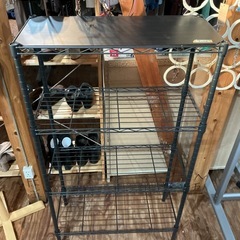 スチールラック🖤収納棚✨収納家具4段棚板1枚付き❗️家庭用品💚幅64.1cm奥行き29cm高さ114.3cm黒の画像