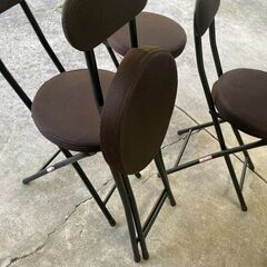 【リユースショップスパークル】厚座背付折イス NカカオM　4点セット　折りたたみ椅子　ブラウン　フクダクラフト　配送可能♪の画像