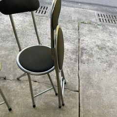【リユースショップスパークル】背付き折りたたみパイプチェア固定ロック式(ブラック)　椅子　3点セット　ショーケン　配送設置可能♪の画像