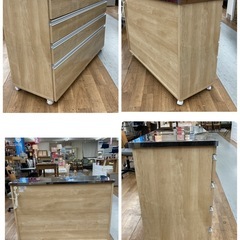 ジモティー限定価格！S717 ⭐ 昇光家具 キャスター付きキッチンカウンター 天板ステンレス 幅120.5cm USED の画像