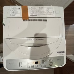 【無料】SHARP 洗濯機 5.5kg 2018年製　の画像