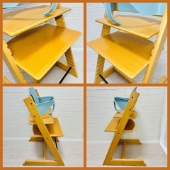 ［美品✨］清掃済み❗️子供から大人まで使える❗️　 ストッケ　トリップトラップ　イス　ベビーセット　付❗️　ベビーチェアの画像