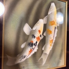 鯉の絵画(額縁付き)の画像