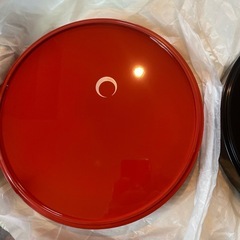 新品赤黒漆器盆 直径約30cm 2個の画像