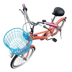【美品・ほぼ新品】自転車 ママチャリ ミニベロ イノベーションファクトリー ミニ 20-O 20インチ  6段変速 サーモンピンクの画像